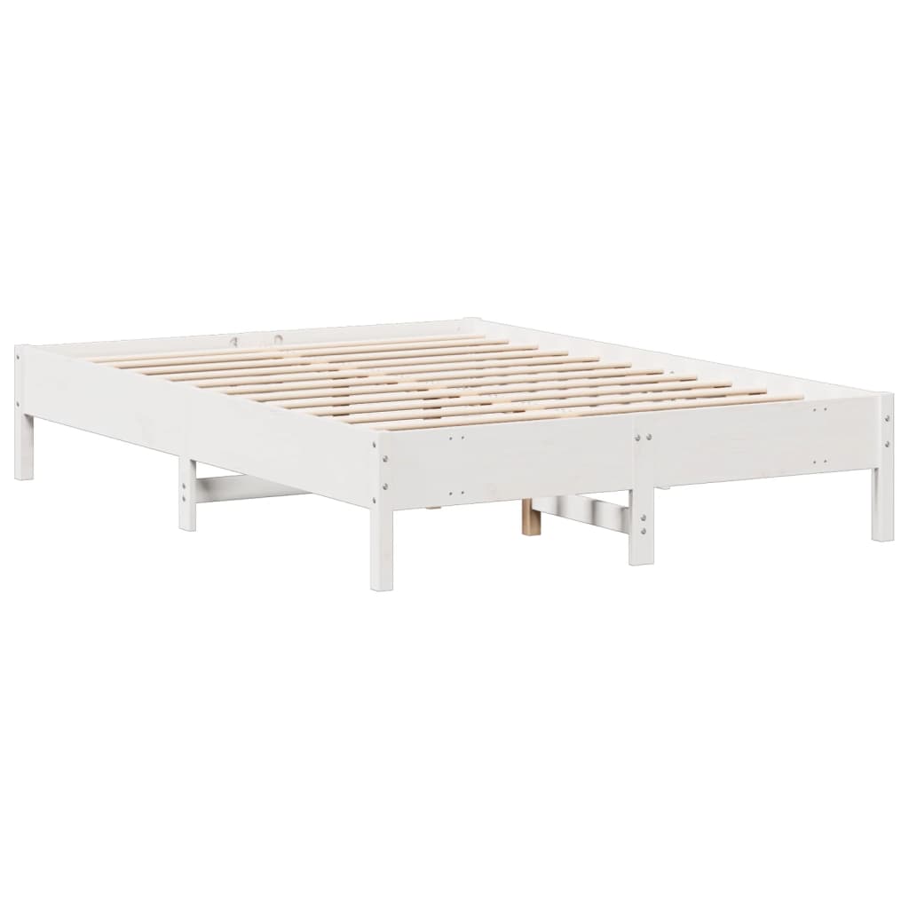 vidaXL Cama con estantería sin colchón madera maciza blanca 140x200 cm