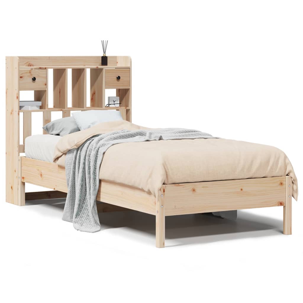 vidaXL Cama con estantería sin colchón madera maciza de pino 100x200cm