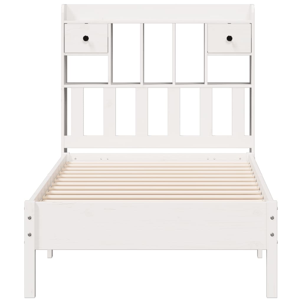 vidaXL Cama con estantería sin colchón madera maciza blanca 100x200 cm