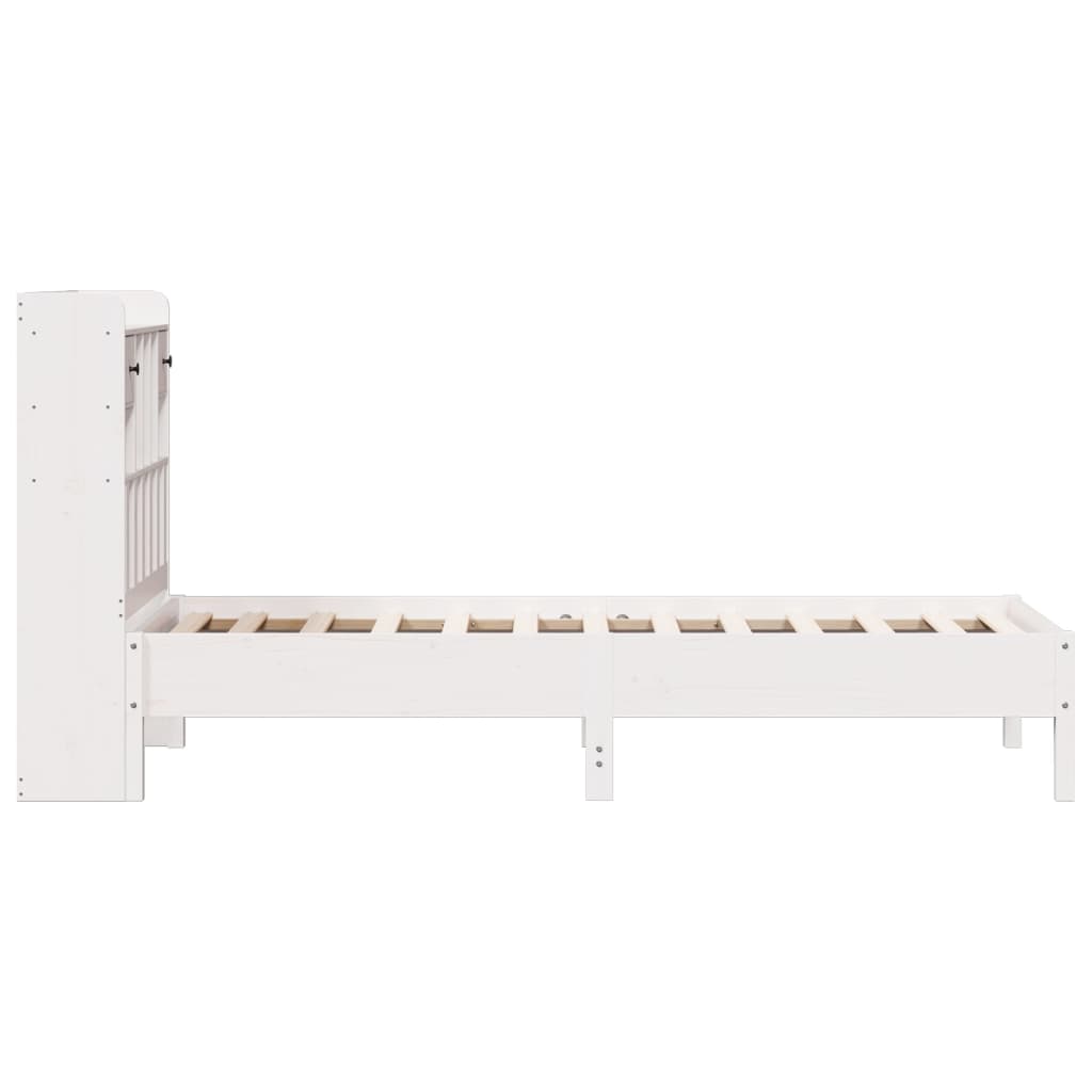 vidaXL Cama con estantería sin colchón madera maciza blanca 100x200 cm