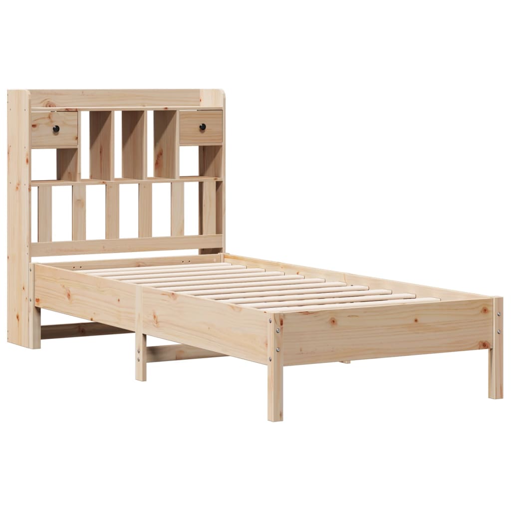 vidaXL Cama con estantería sin colchón madera maciza de pino 90x200 cm