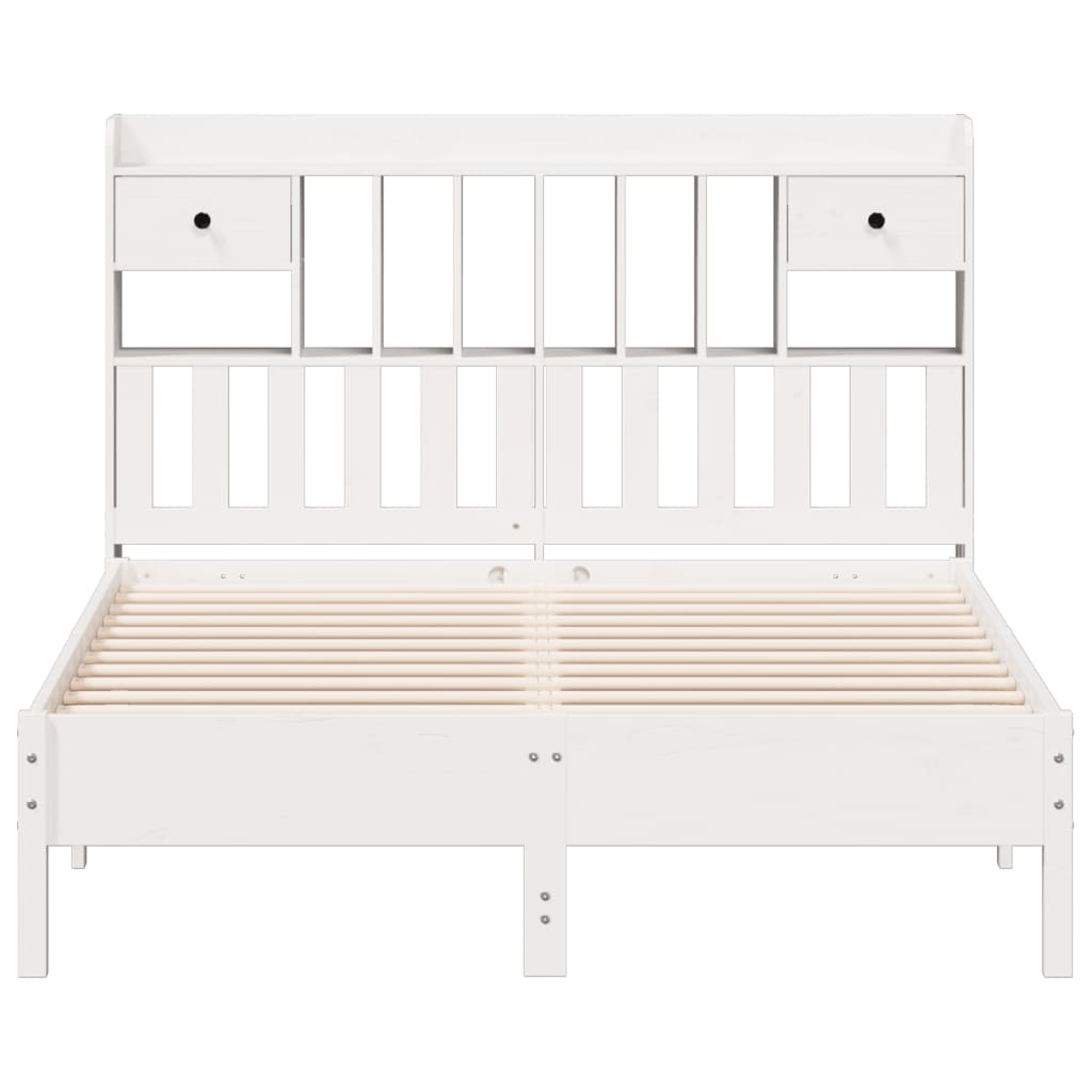 vidaXL Cama con estantería sin colchón madera maciza blanca 140x190 cm