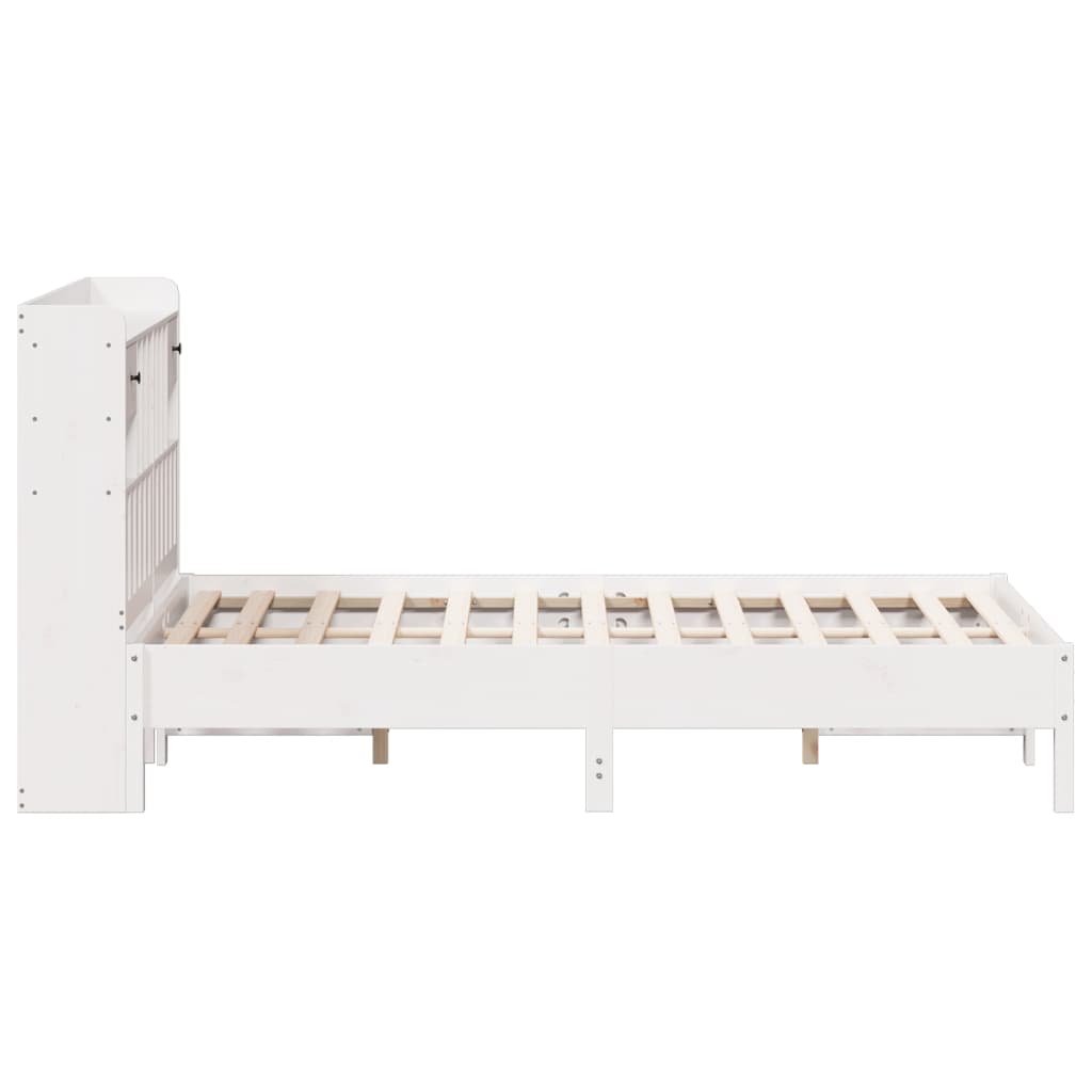 vidaXL Cama con estantería sin colchón madera maciza blanca 140x190 cm