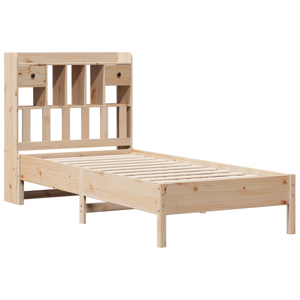 vidaXL Cama con estantería sin colchón madera maciza de pino 75x190 cm