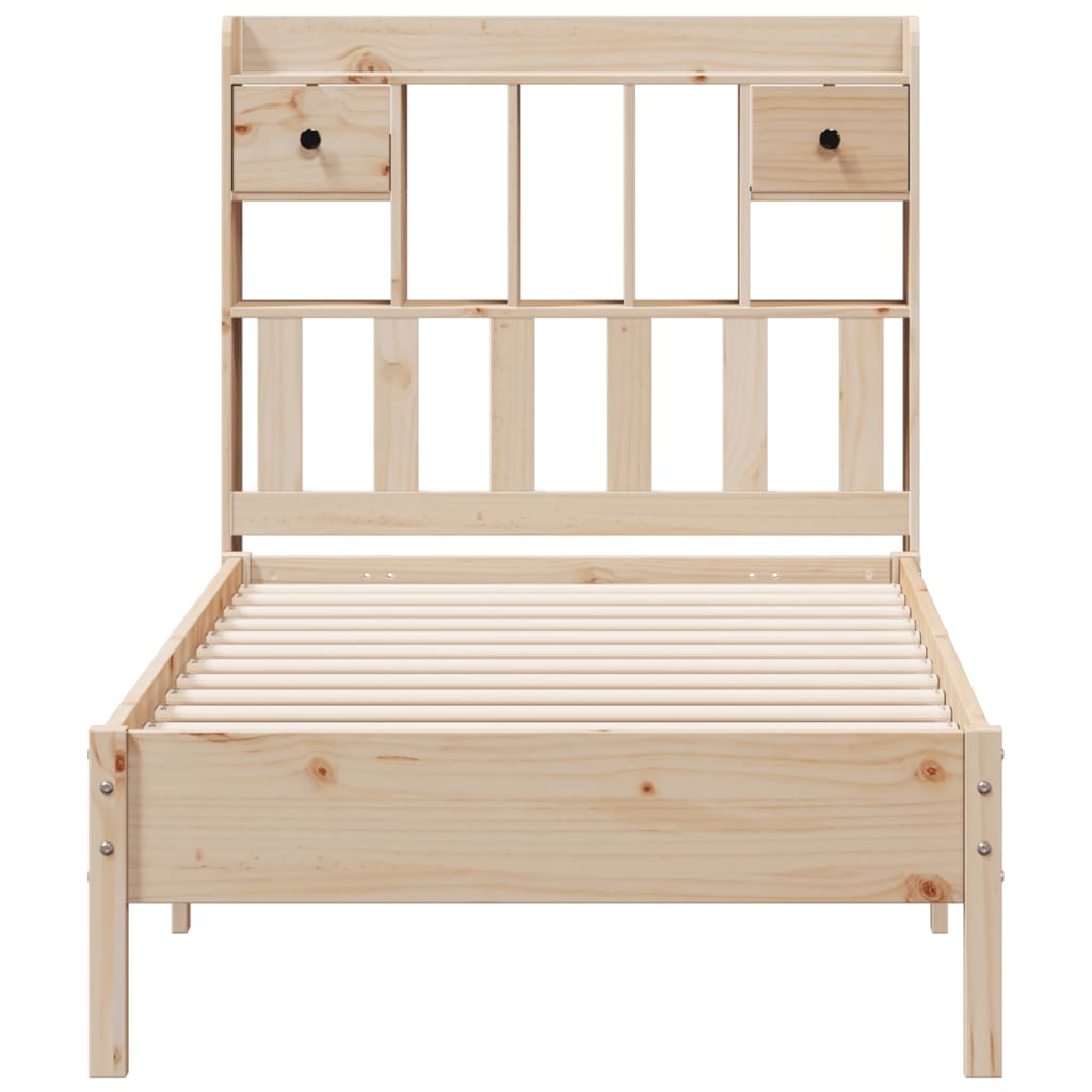 vidaXL Cama con estantería sin colchón madera maciza de pino 75x190 cm