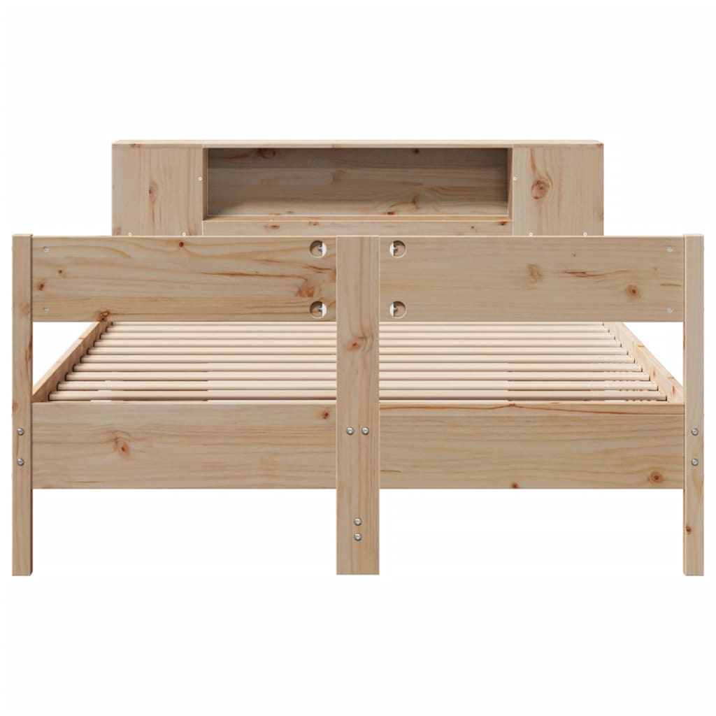 vidaXL Cama con estantería sin colchón madera maciza de pino 140x190cm