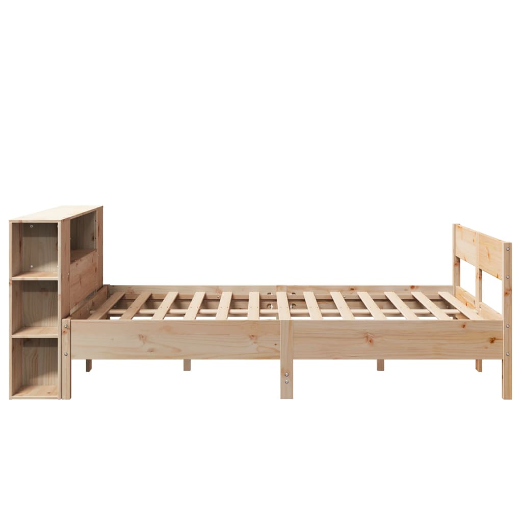 vidaXL Cama con estantería sin colchón madera maciza de pino 140x190cm