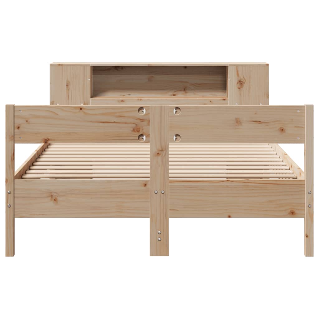 vidaXL Cama con estantería sin colchón madera maciza de pino 135x190cm