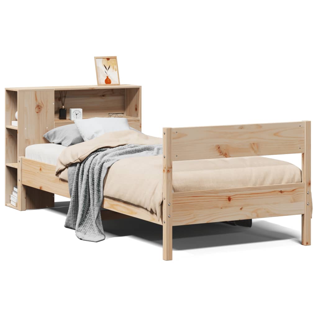 vidaXL Cama con estantería sin colchón madera maciza de pino 100x200cm