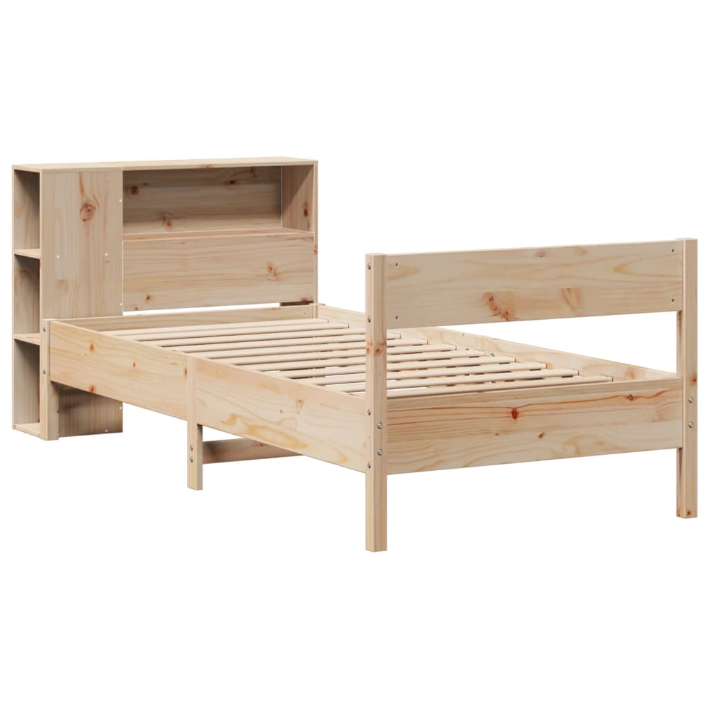 vidaXL Cama con estantería sin colchón madera maciza de pino 100x200cm