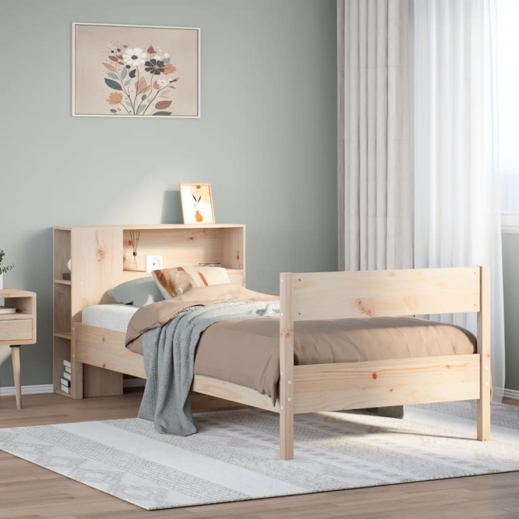 vidaXL Cama con estantería sin colchón madera maciza de pino 100x200cm