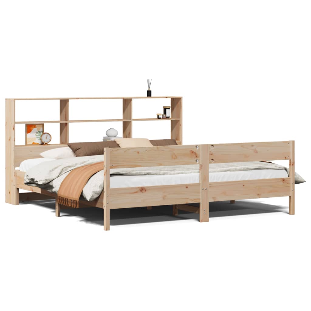 vidaXL Cama con estantería sin colchón madera maciza de pino 200x200cm