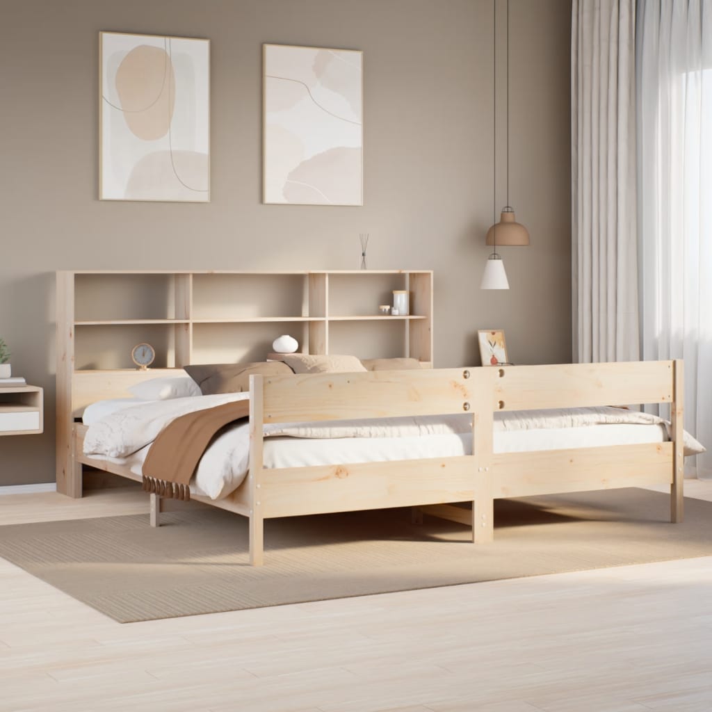 vidaXL Cama con estantería sin colchón madera maciza de pino 180x200cm