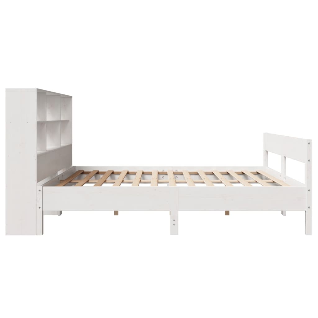 vidaXL Cama con estantería sin colchón madera maciza blanca 140x200 cm