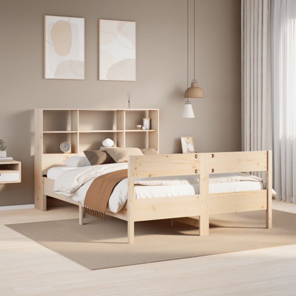 vidaXL Cama con estantería sin colchón madera maciza de pino 120x200cm