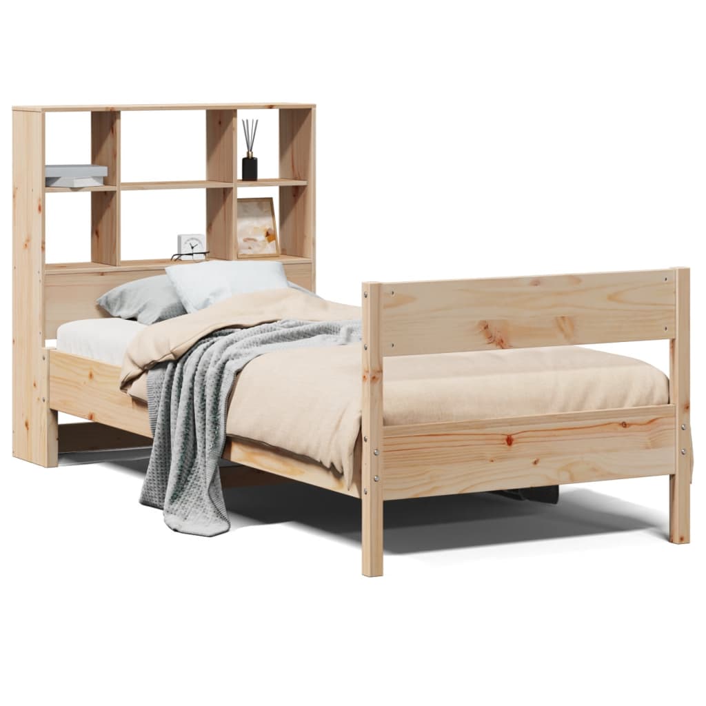 vidaXL Cama con estantería sin colchón madera maciza de pino 100x200cm