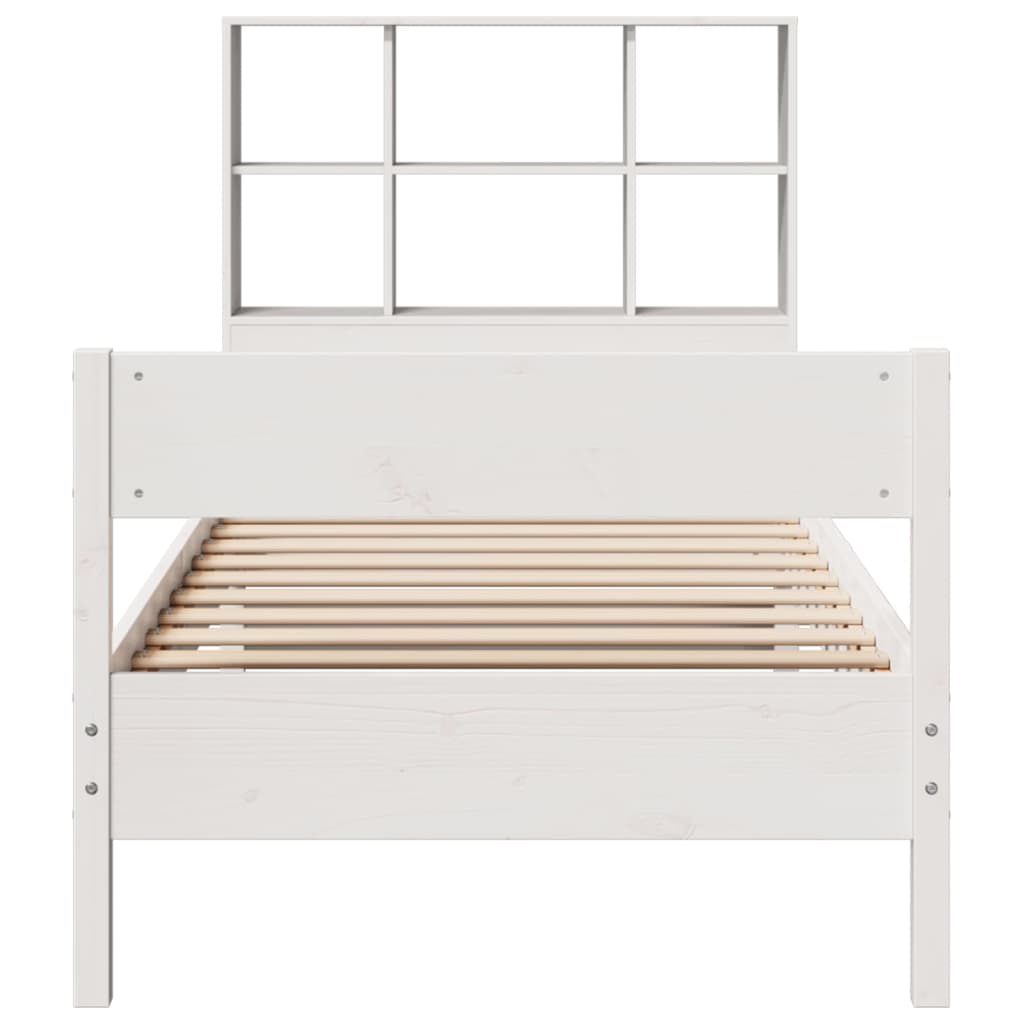 vidaXL Cama con estantería sin colchón madera maciza blanca 100x200 cm