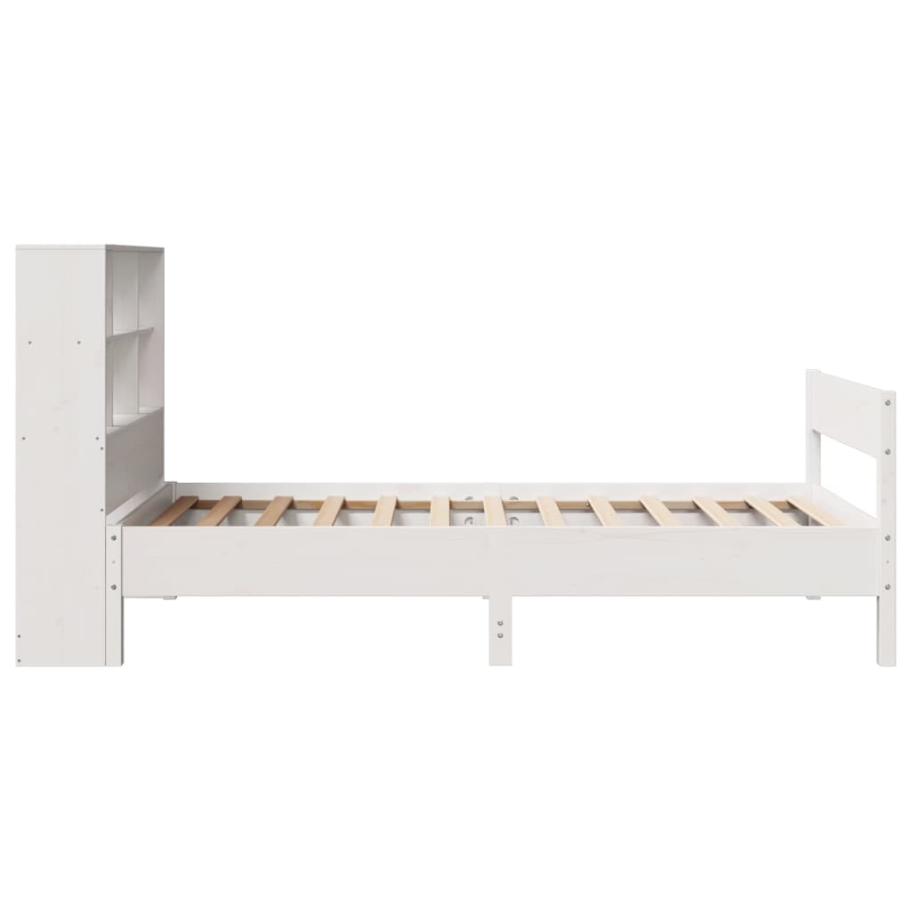 vidaXL Cama con estantería sin colchón madera maciza blanca 100x200 cm