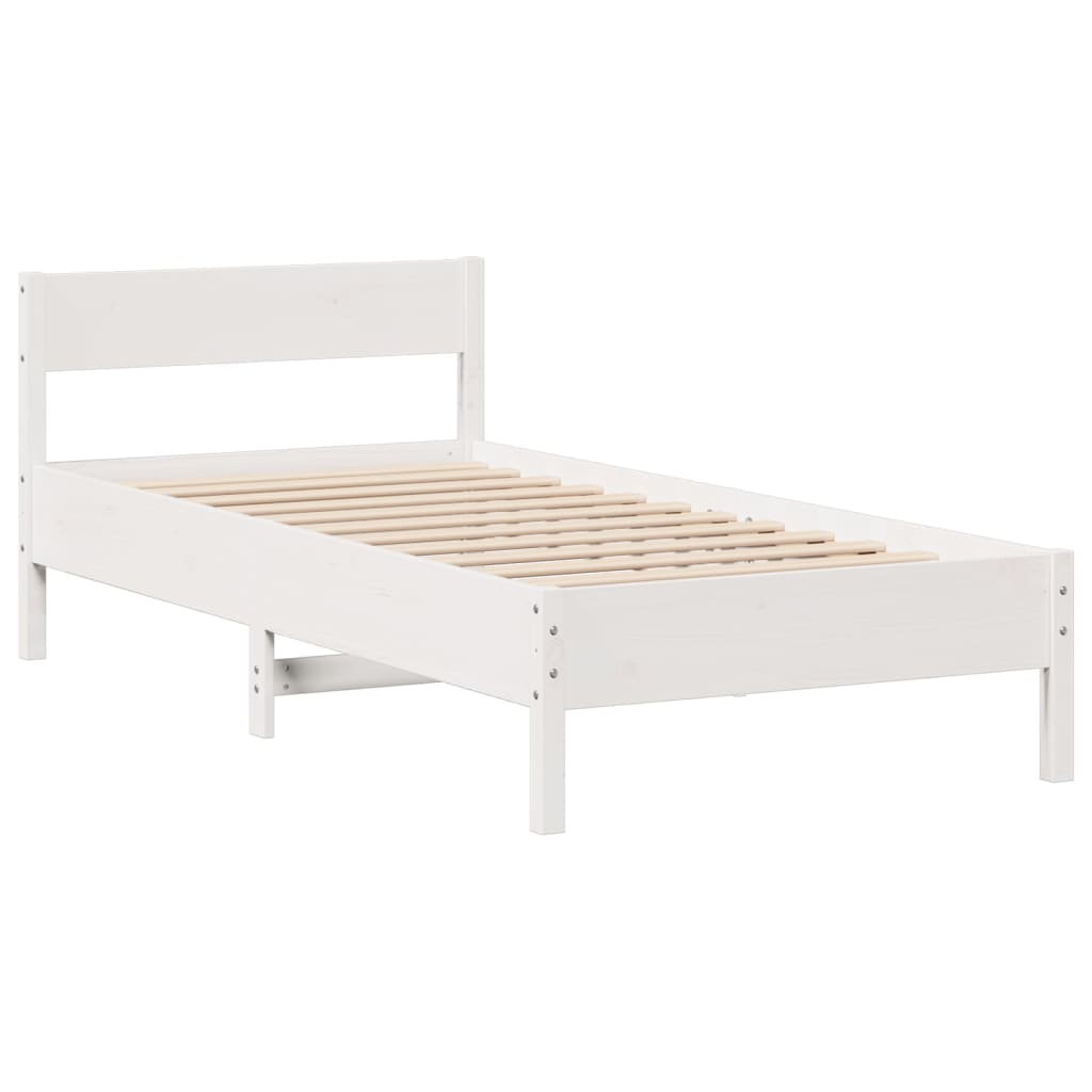 vidaXL Cama con estantería sin colchón madera maciza blanca 100x200 cm