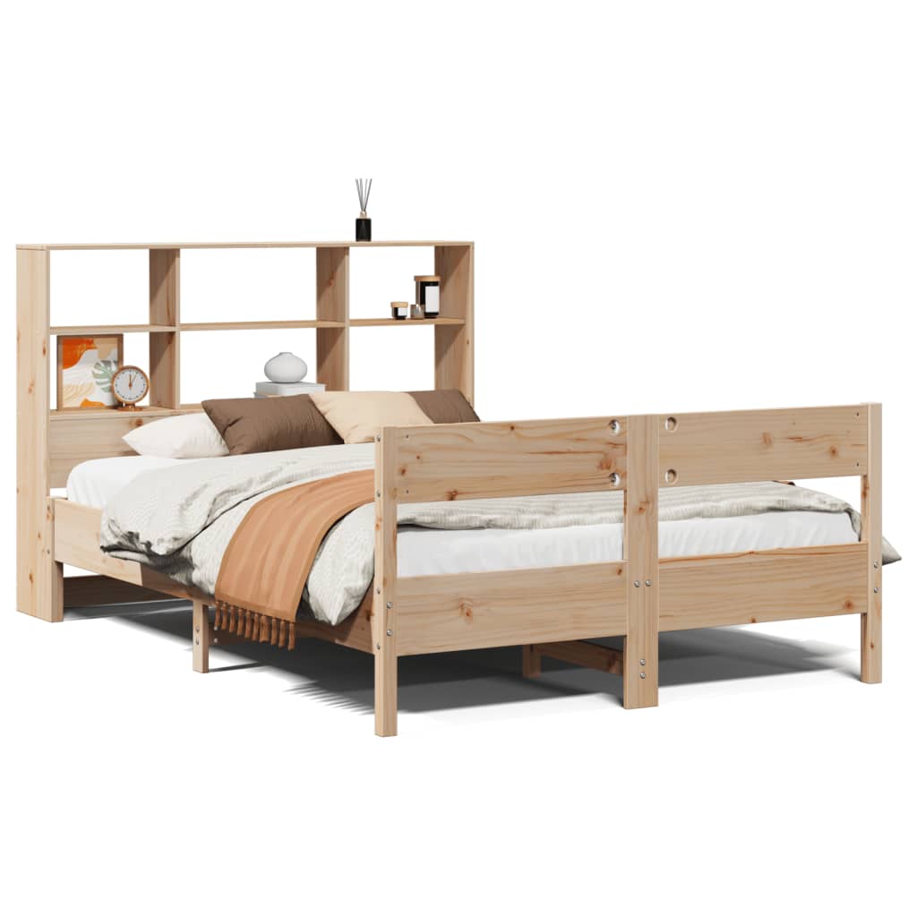 vidaXL Cama con estantería sin colchón madera maciza de pino 120x190cm