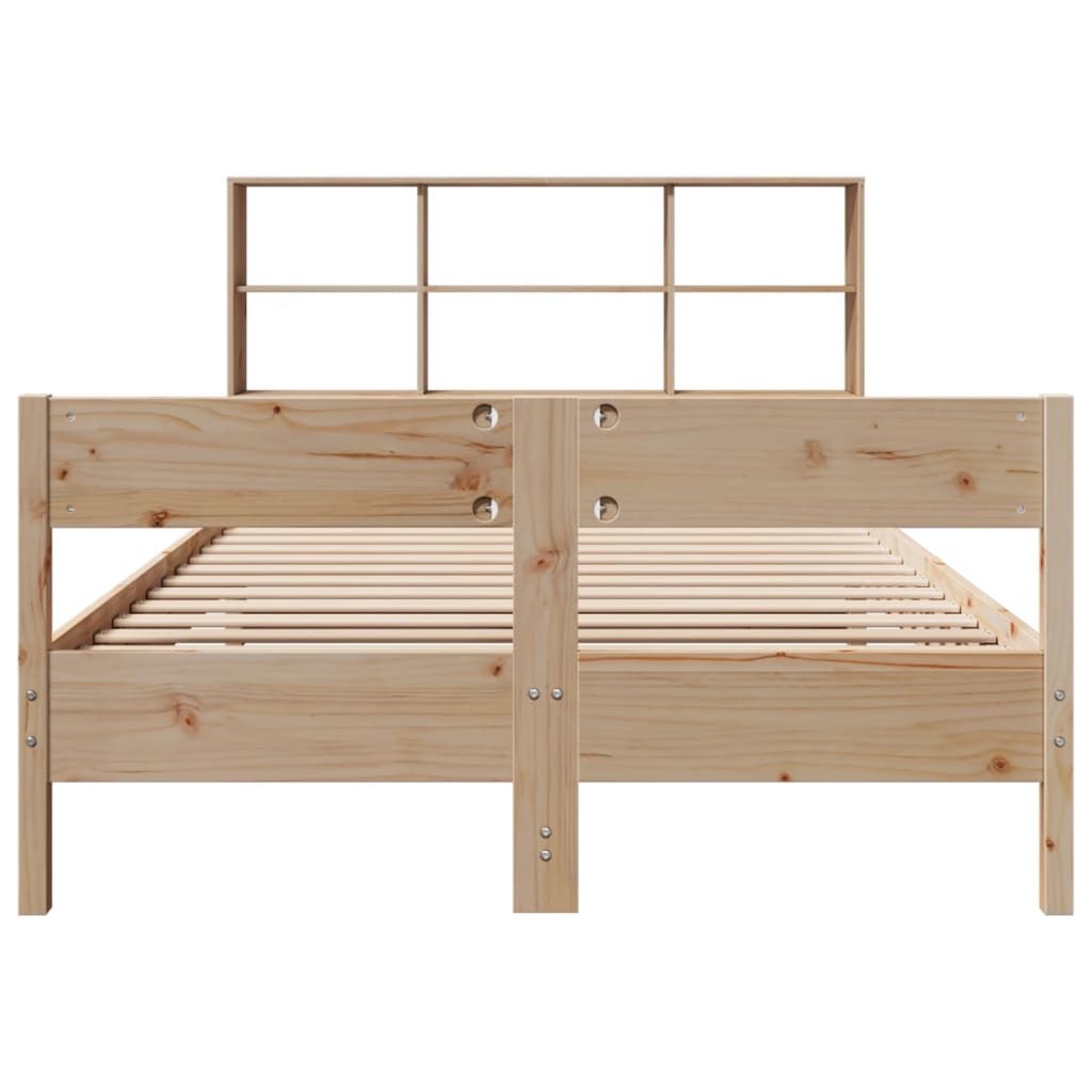 vidaXL Cama con estantería sin colchón madera maciza de pino 120x190cm