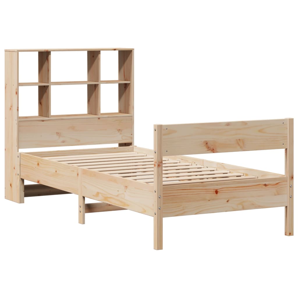 vidaXL Cama con estantería sin colchón madera maciza de pino 75x190 cm