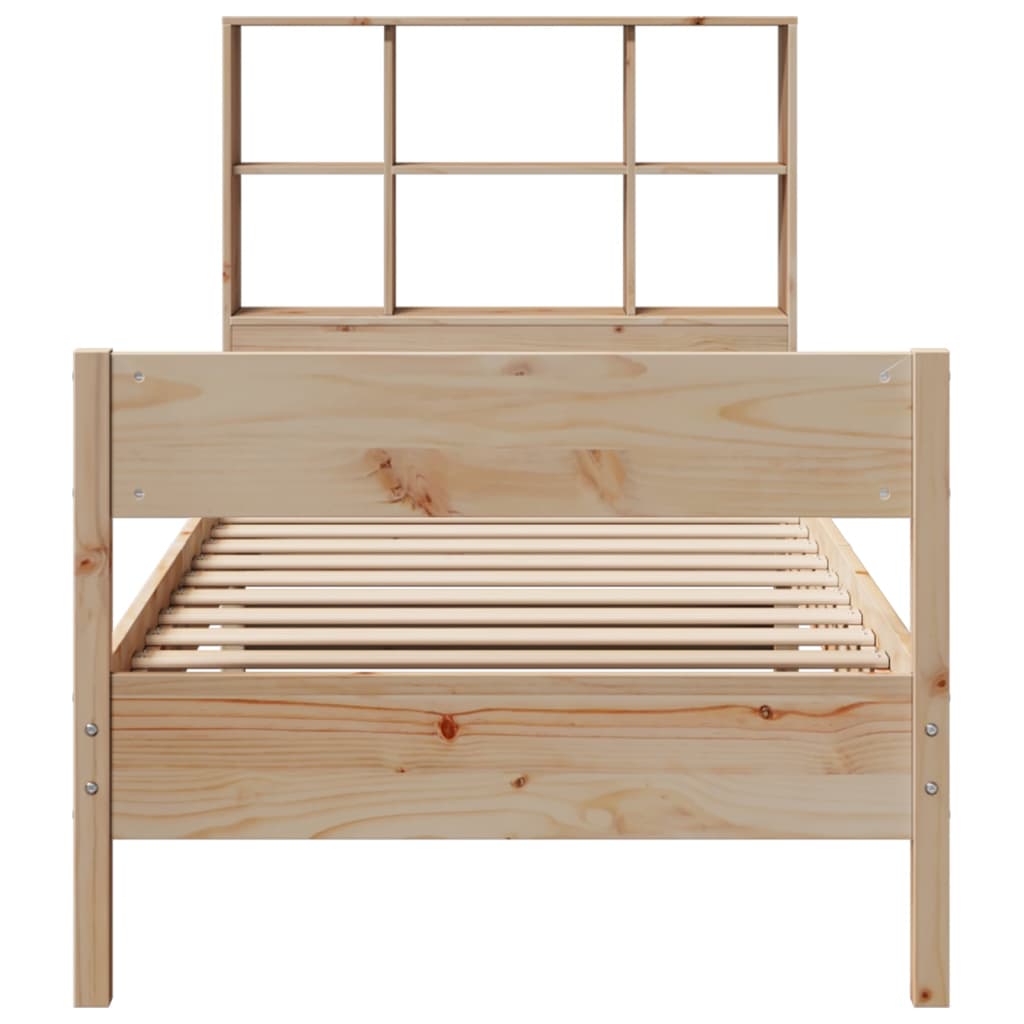 vidaXL Cama con estantería sin colchón madera maciza de pino 75x190 cm