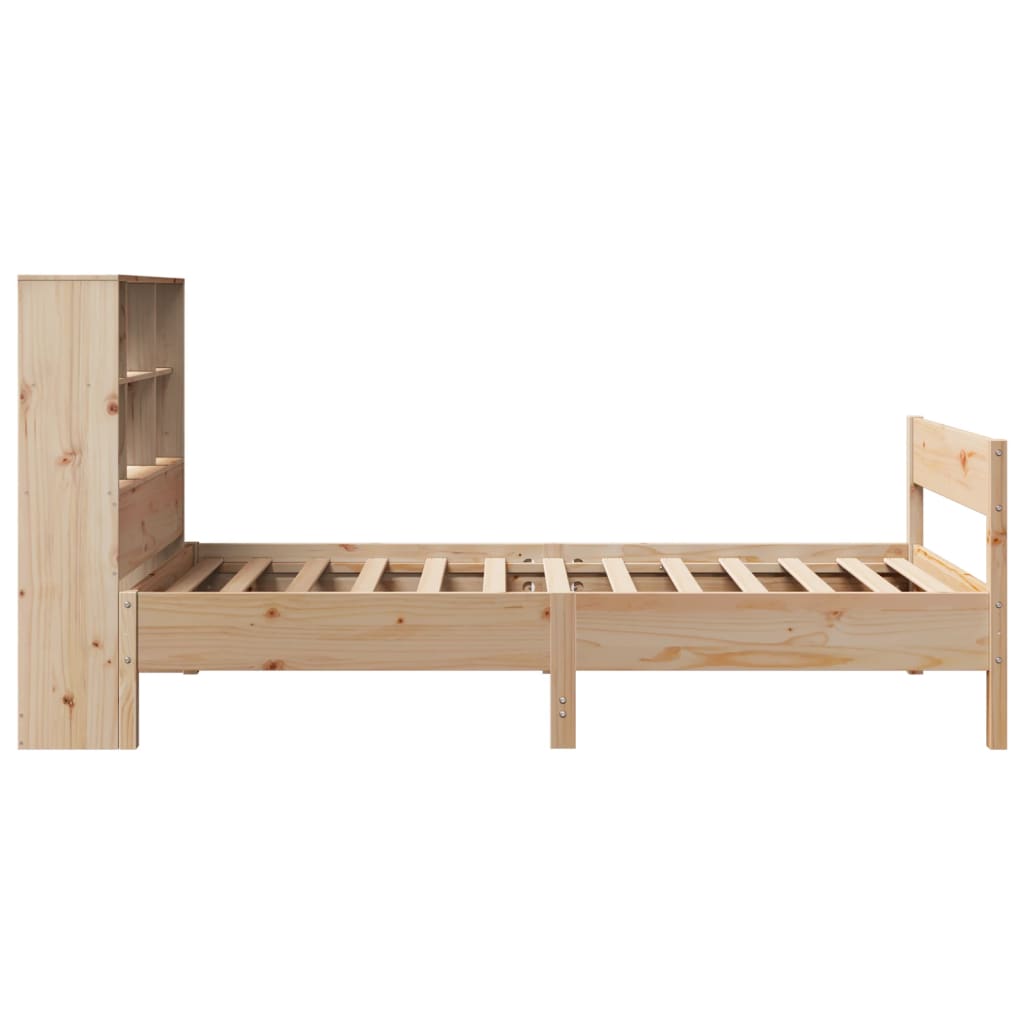 vidaXL Cama con estantería sin colchón madera maciza de pino 75x190 cm