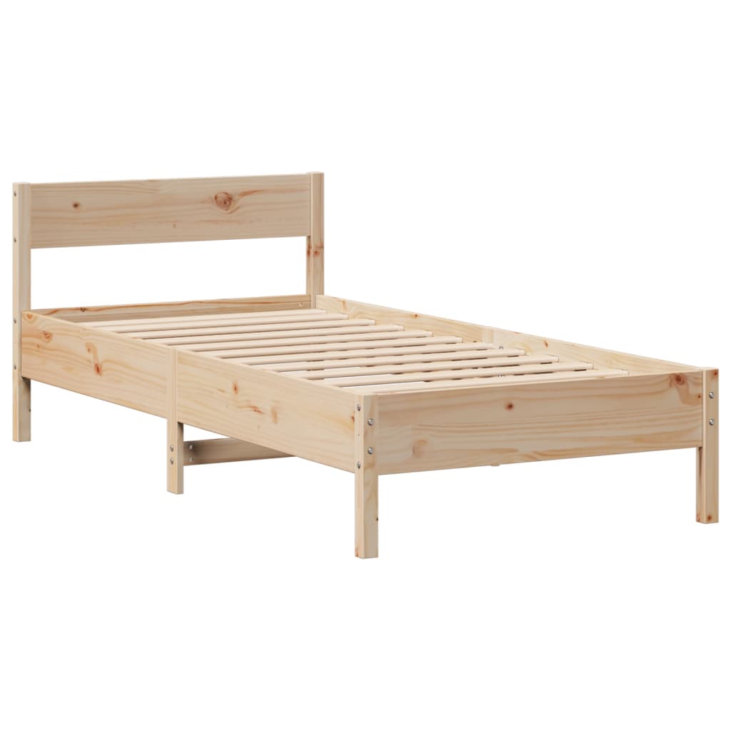 vidaXL Cama con estantería sin colchón madera maciza de pino 75x190 cm