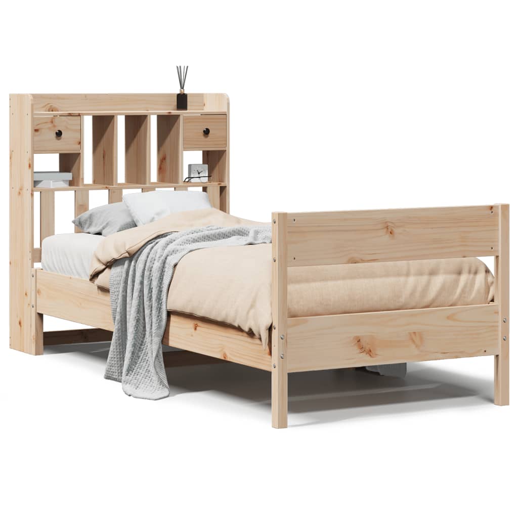 vidaXL Cama con estantería sin colchón madera maciza de pino 100x200cm