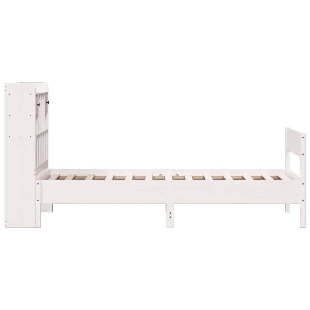 vidaXL Cama con estantería sin colchón madera maciza blanca 100x200 cm