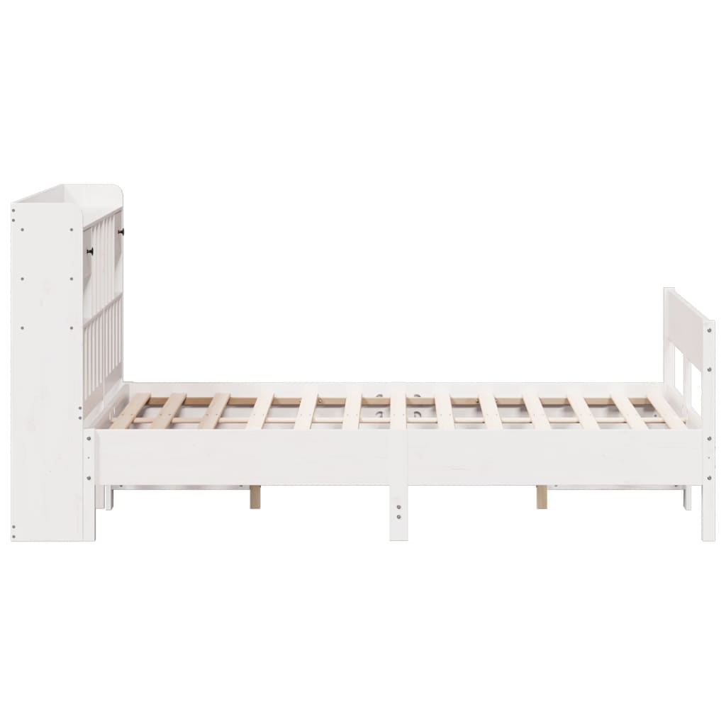 vidaXL Cama con estantería sin colchón madera maciza blanca 140x190 cm