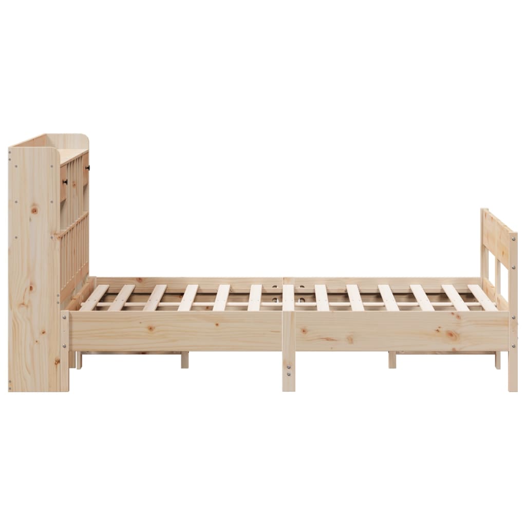 vidaXL Cama con estantería sin colchón madera maciza de pino 135x190cm