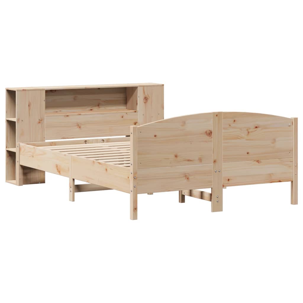 vidaXL Cama con estantería sin colchón madera maciza de pino 140x190cm