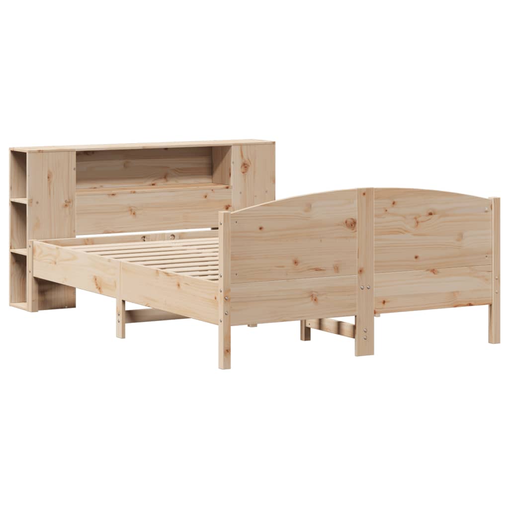 vidaXL Cama con estantería sin colchón madera maciza de pino 135x190cm