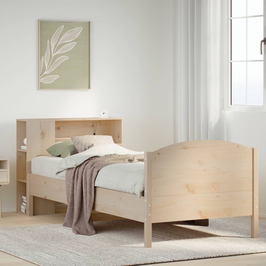 vidaXL Cama con estantería sin colchón madera maciza de pino 100x200cm