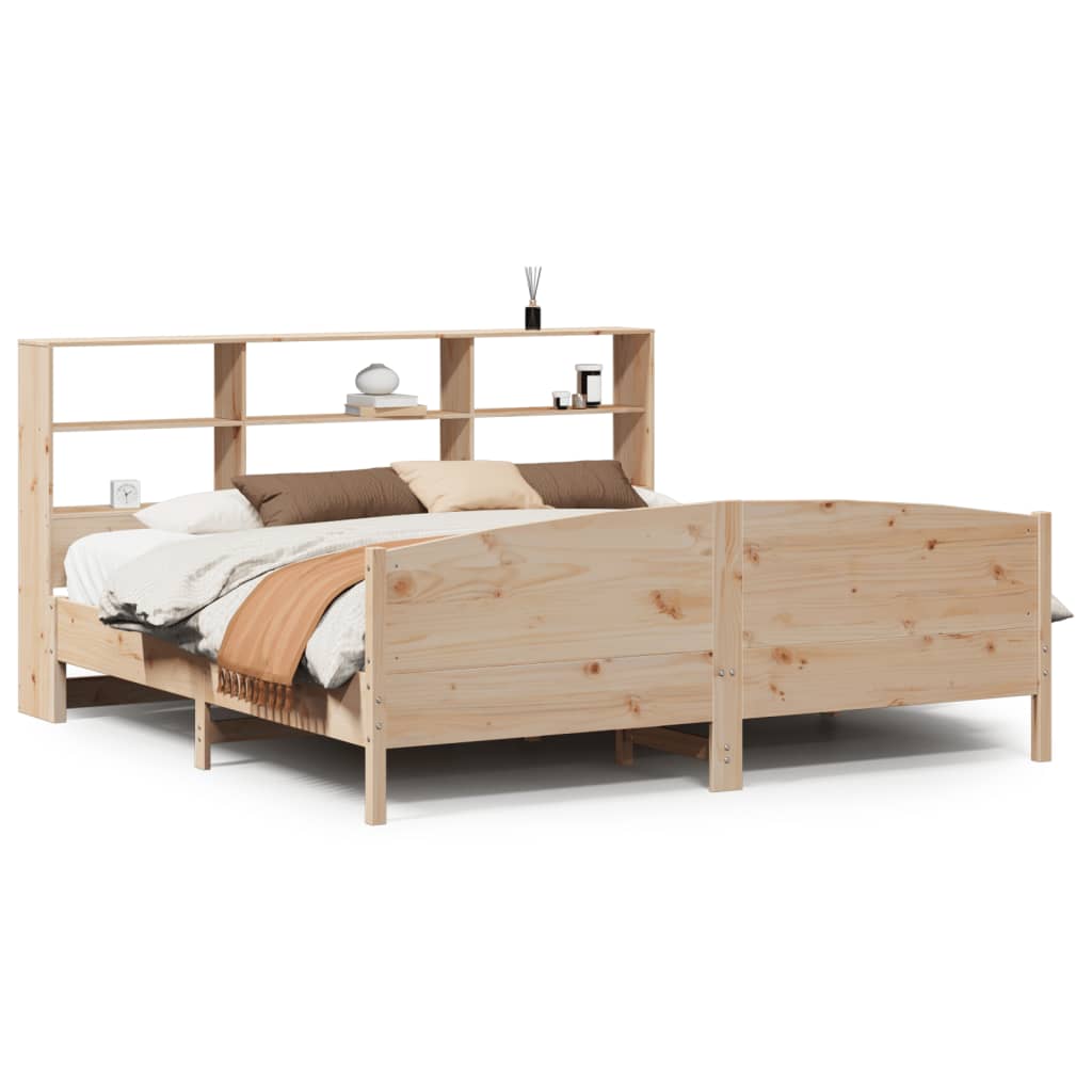 vidaXL Cama con estantería sin colchón madera maciza de pino 180x200cm