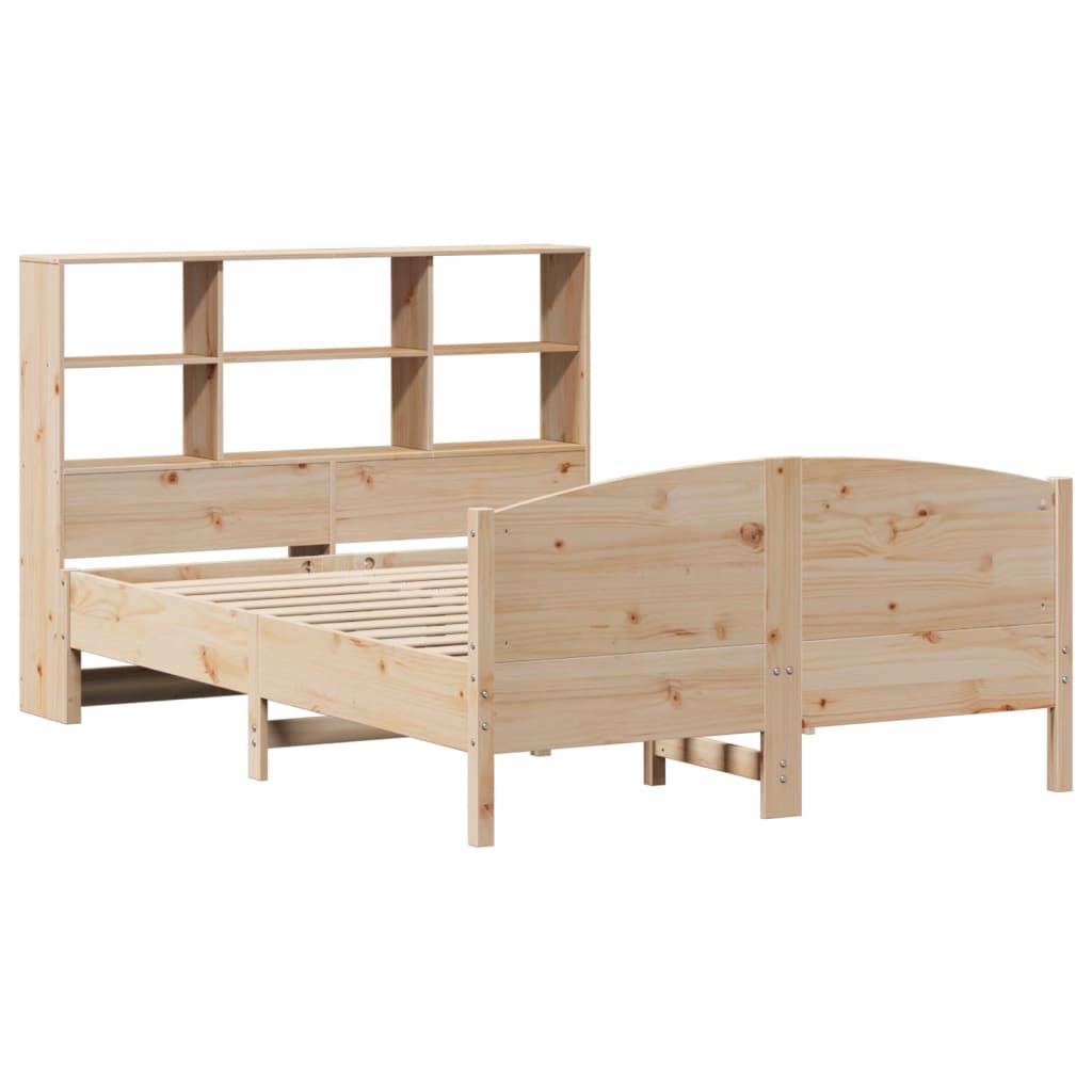 vidaXL Cama con estantería sin colchón madera maciza de pino 135x190cm