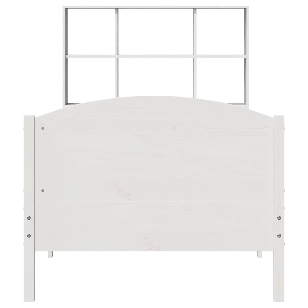 vidaXL Cama con estantería sin colchón madera maciza blanca 100x200 cm