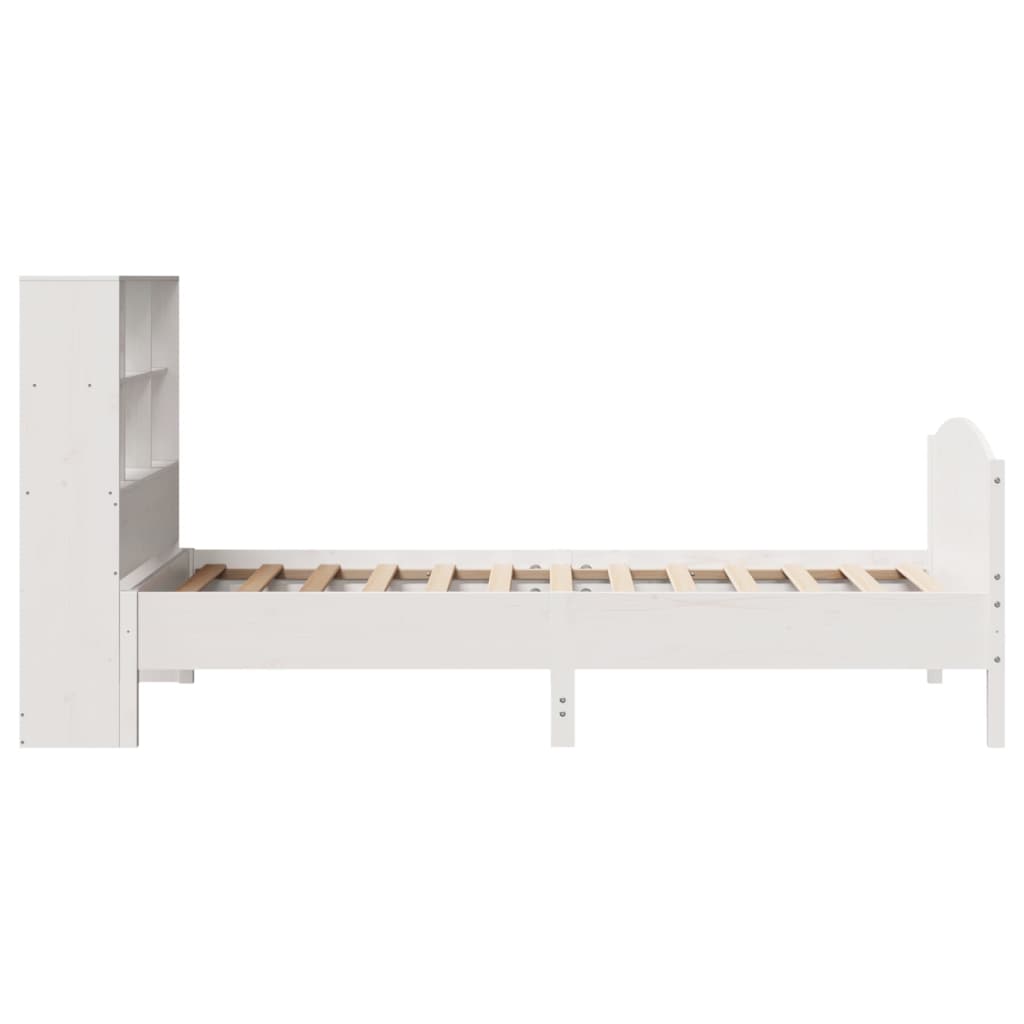 vidaXL Cama con estantería sin colchón madera maciza blanca 100x200 cm