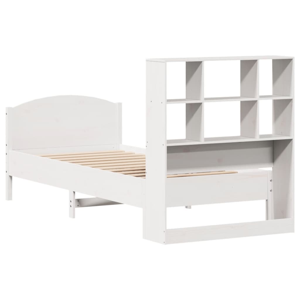 vidaXL Cama con estantería sin colchón madera maciza blanca 100x200 cm