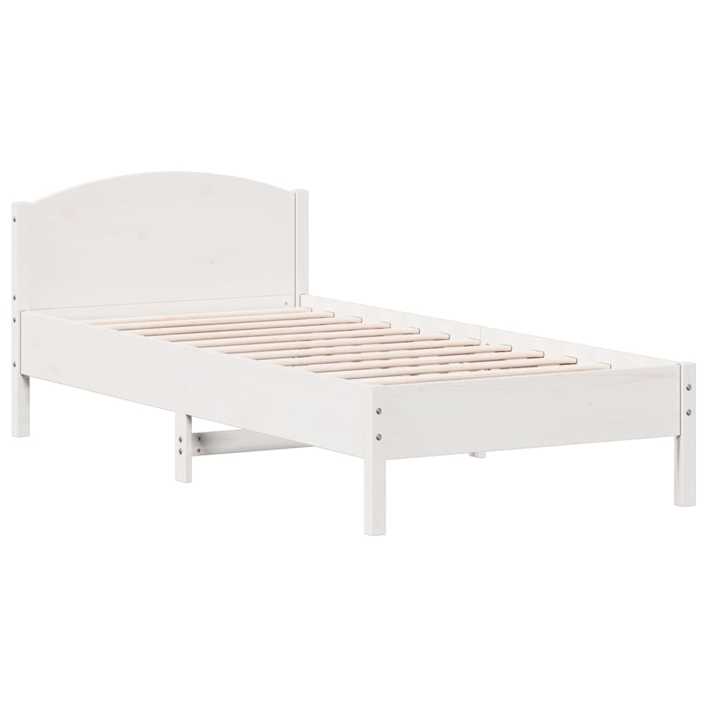 vidaXL Cama con estantería sin colchón madera maciza blanca 100x200 cm