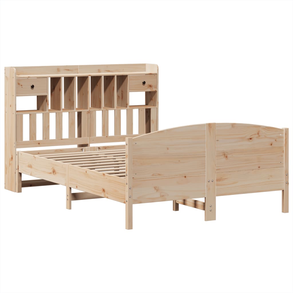 vidaXL Cama con estantería sin colchón madera maciza de pino 140x190cm