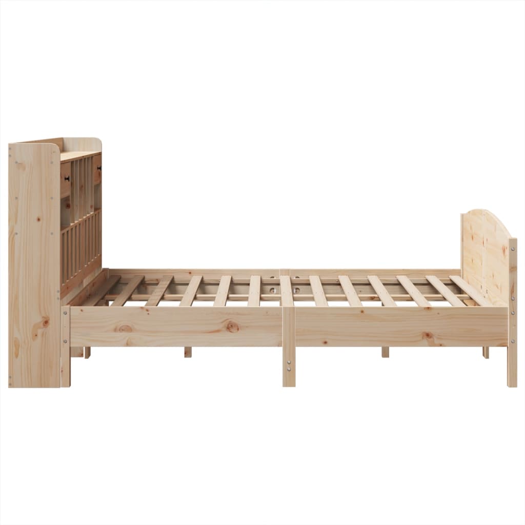 vidaXL Cama con estantería sin colchón madera maciza de pino 140x190cm