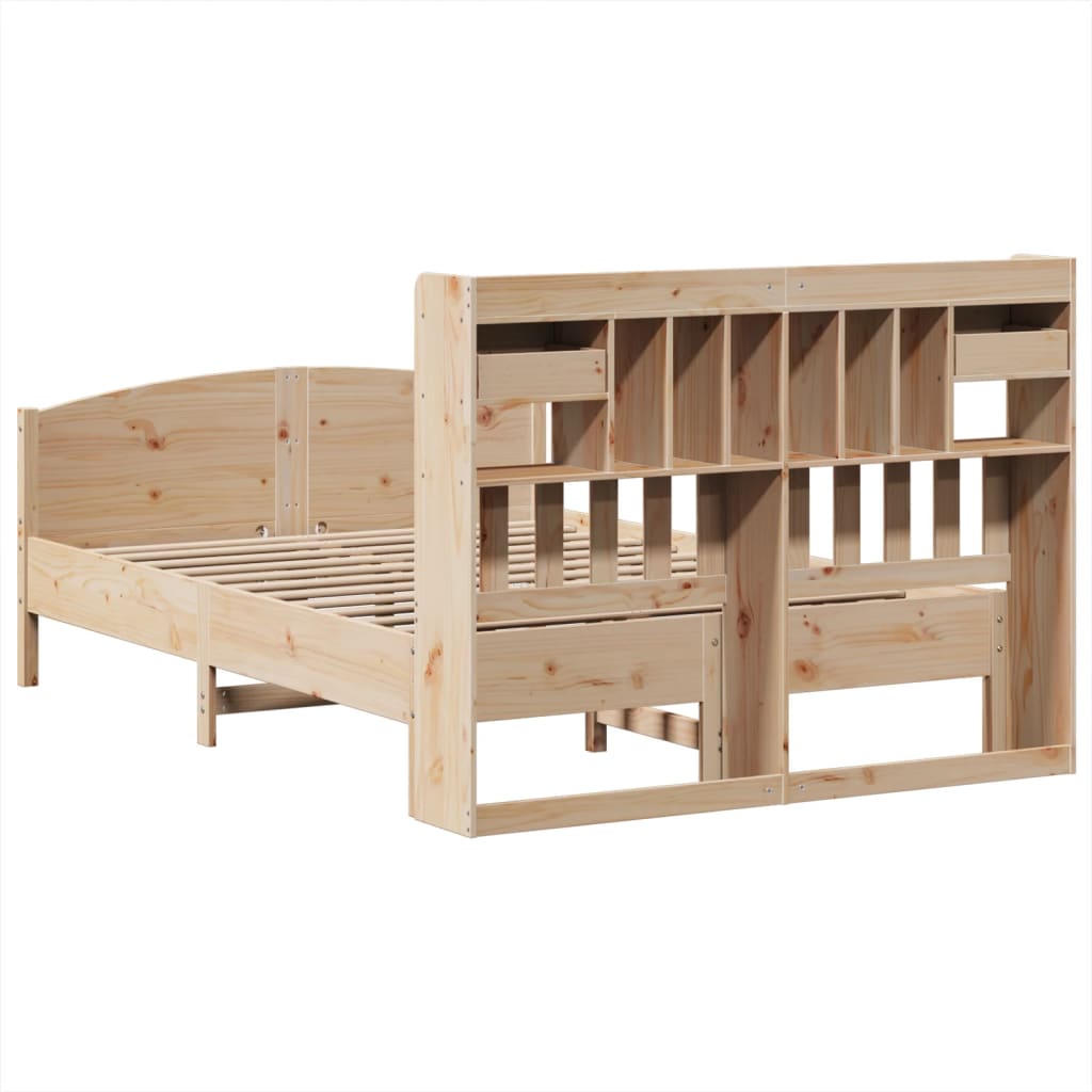 vidaXL Cama con estantería sin colchón madera maciza de pino 140x190cm