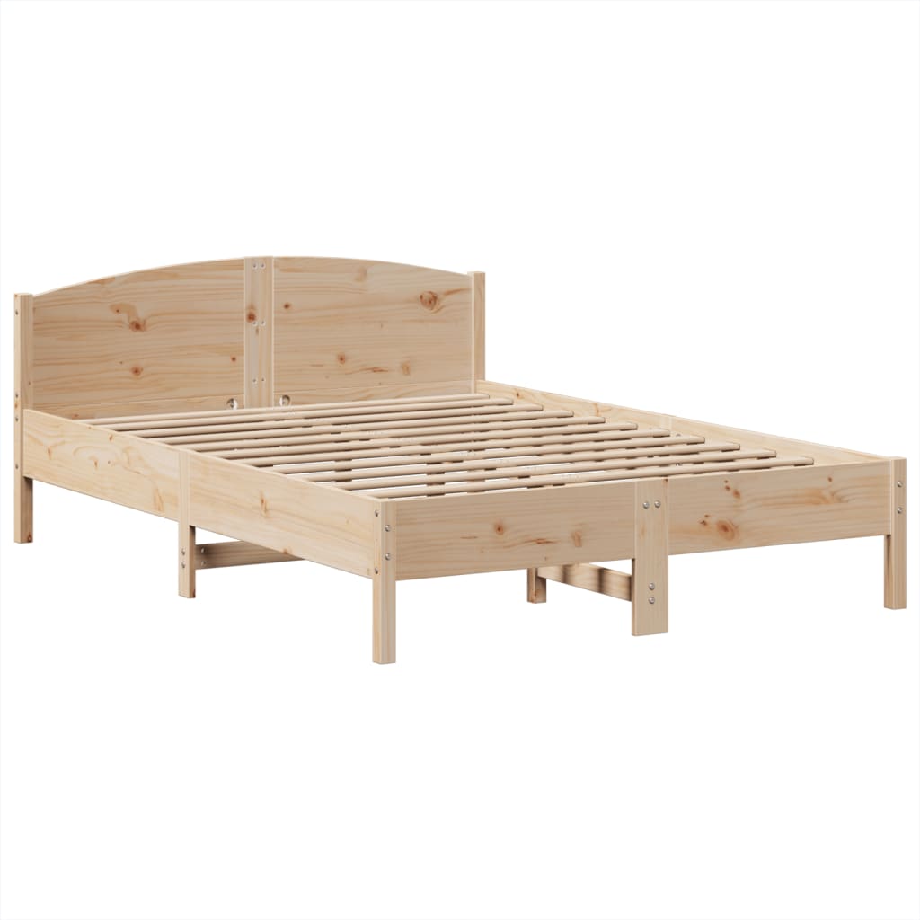 vidaXL Cama con estantería sin colchón madera maciza de pino 140x190cm