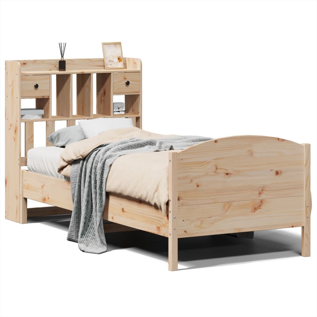 vidaXL Cama con estantería sin colchón madera maciza de pino 100x200cm