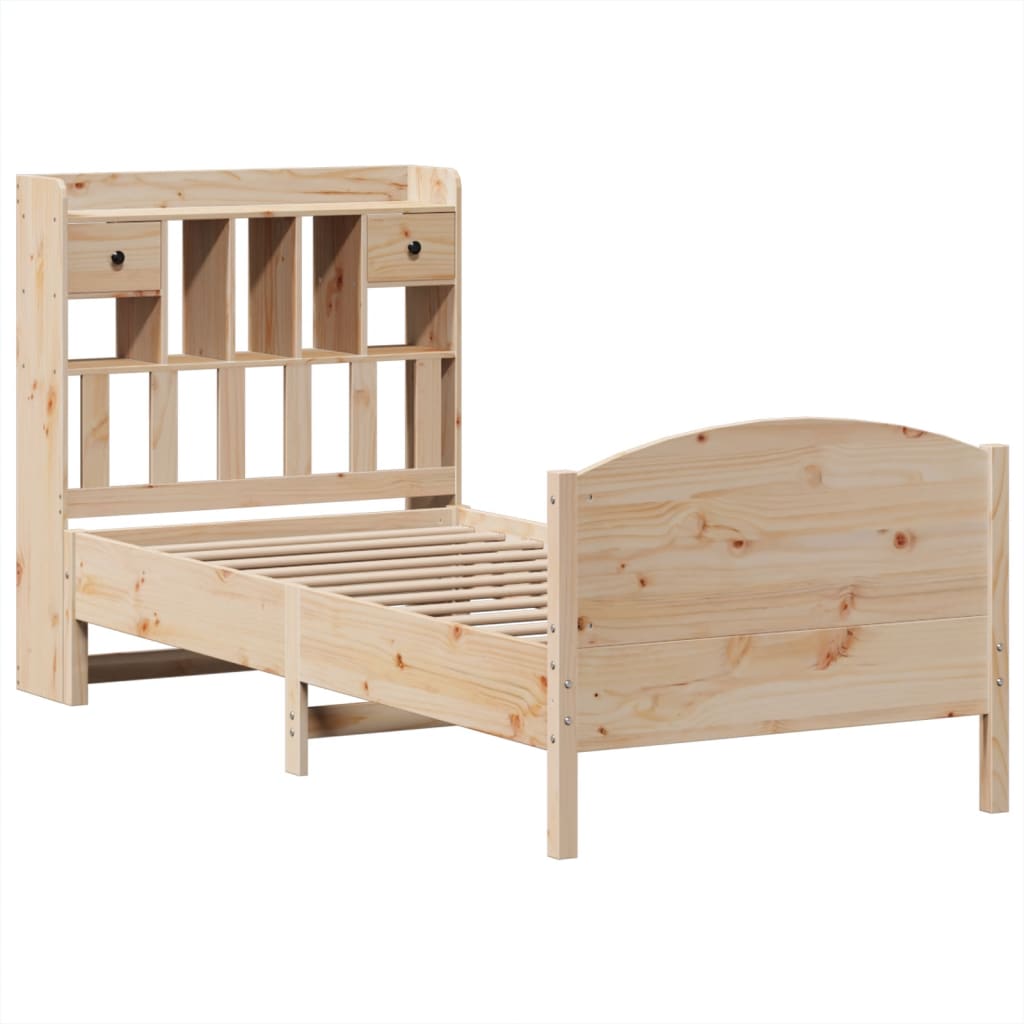 vidaXL Cama con estantería sin colchón madera maciza de pino 90x200 cm