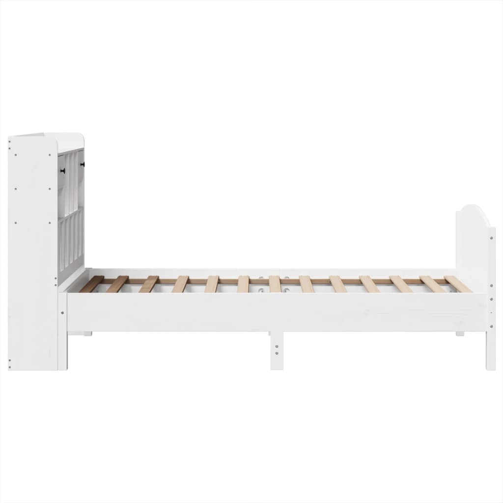 vidaXL Cama con estantería sin colchón madera maciza blanca 75x190 cm