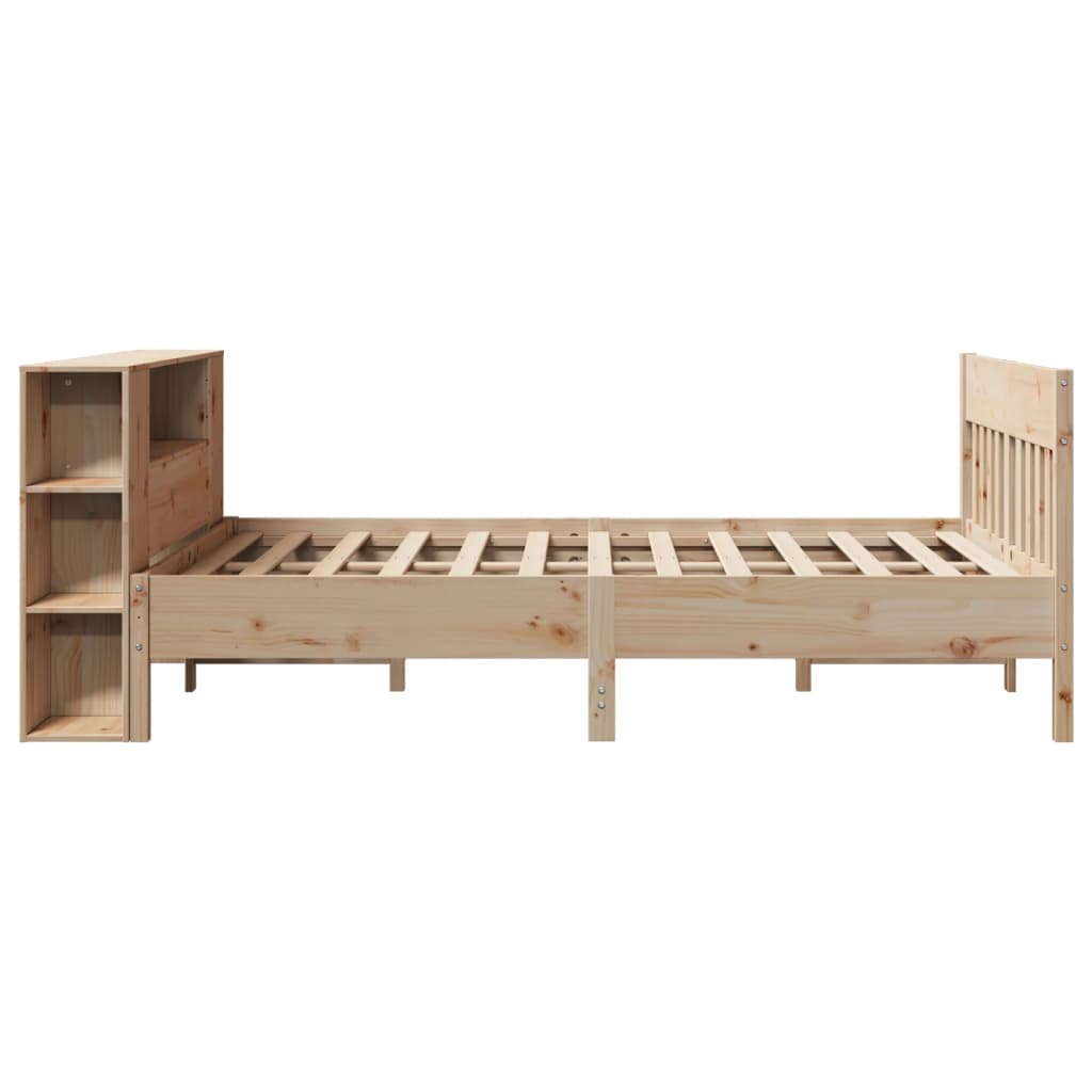 vidaXL Cama con estantería sin colchón madera maciza de pino 140x190cm